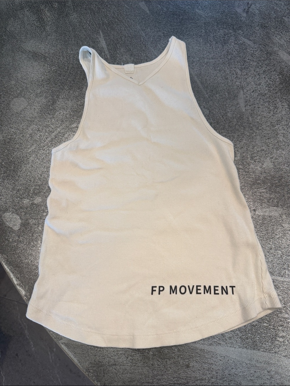 FP Movement by Free People Cream Ribbed Tank Top